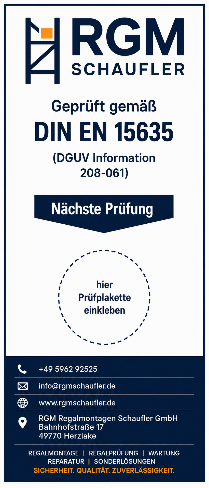 Dokumentation einer Regalprüfung nach DIN EN 15635